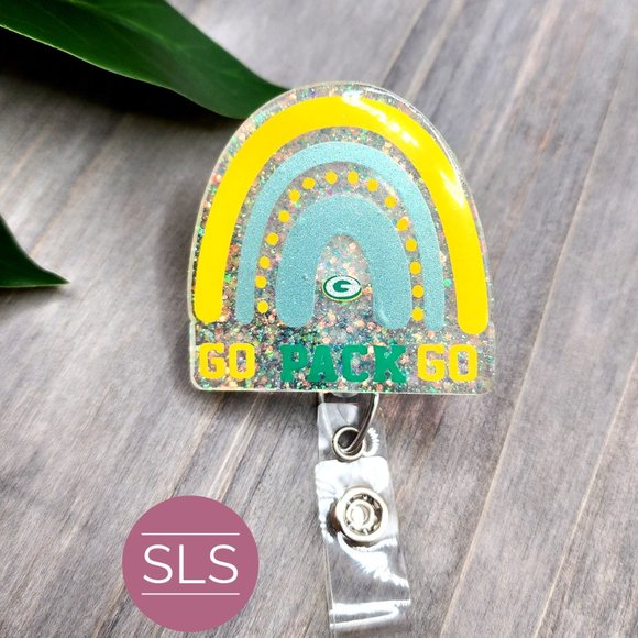 Go Pack Go Rainbow Badge Reel-Football Badge Reel - Picture 7 of 10